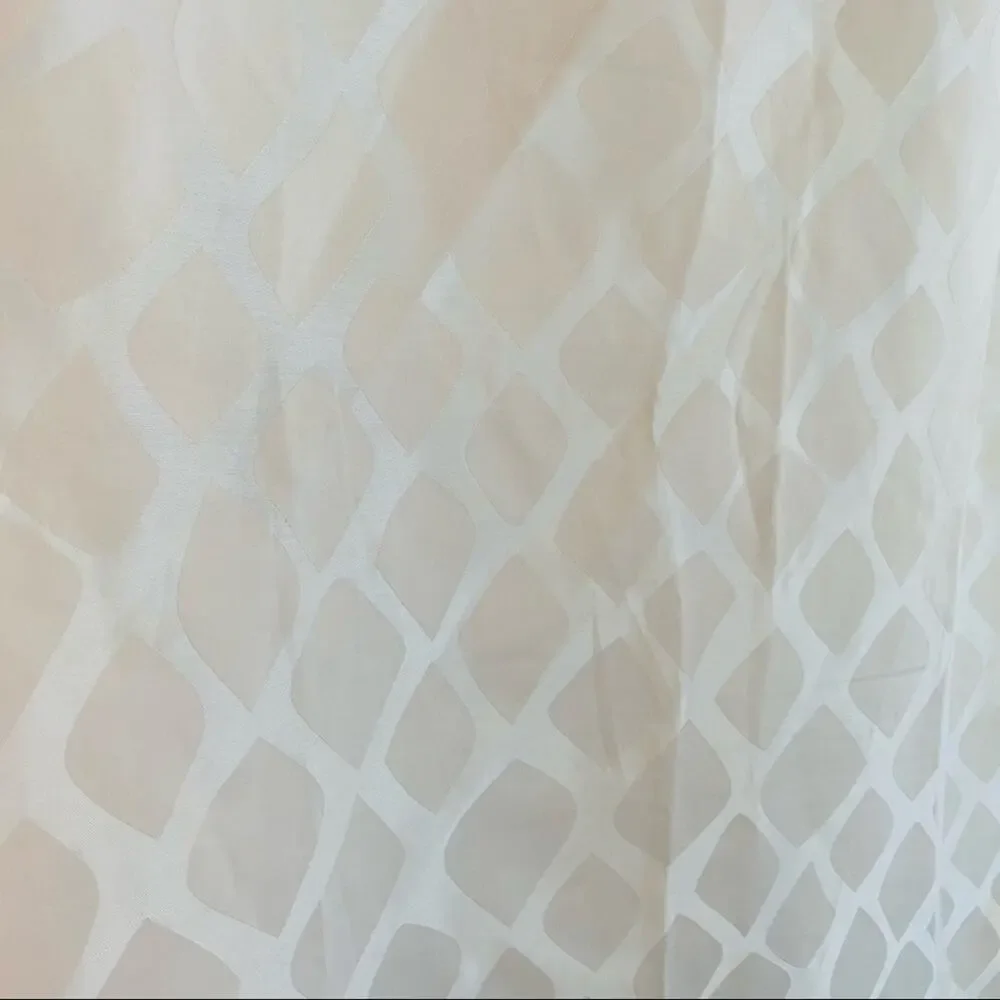 ANTHROPOLOGIE Geometric Pattern Print White Minimalist Neutral Shower Curtain